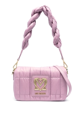 Love Moschino logo-plaque padded crossbody bag - Purple