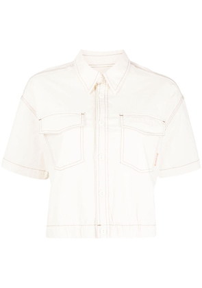 CHOCOOLATE contrast-stitching buttoned shirt - White