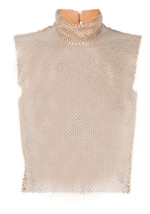 Genny crystal-embellished chainmail tank top - Neutrals