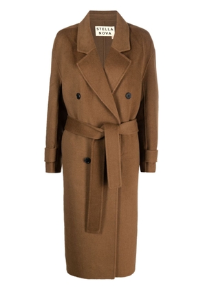 Stella Nova double-breasted knitted coat - Brown