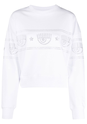 Chiara Ferragni Eyelike rhinestone-embellished sweatshirt - White