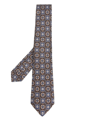 Kiton geometric-motif pointed tie - Brown
