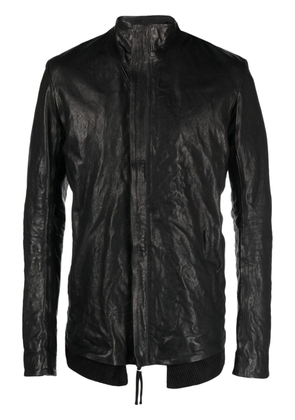 Boris Bidjan Saberi brushed high-neck leather jacket - Black