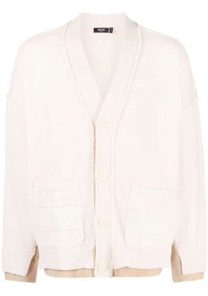 FIVE CM embroidered-detail knitted cardigan - White