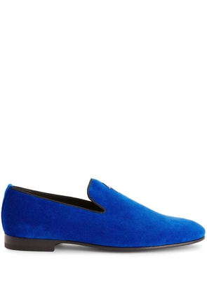 Giuseppe Zanotti G-Flash motif-embroidered suede loafers - Blue