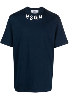 MSGM logo-lettering print cotton T-shirt - Blue