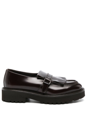 Doucal's fringe-detail leather loafers - Red