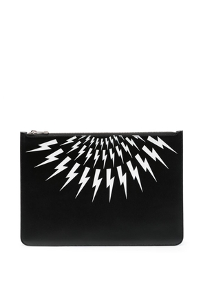 Neil Barrett logo-print leather clutch bag - Black