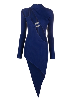 David Koma asymmetric cut-out ribbed dress - Blue