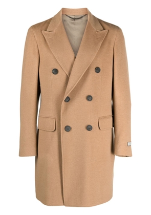 Canali logo-patch double-breasted coat - Neutrals