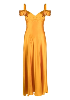 Alberta Ferretti silk-satin long dress - Orange