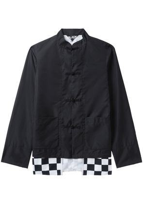 Black Comme Des Garçons check-pattern band-collar jacket