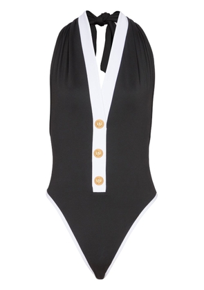 Balmain button-embellished swimsuit - Black