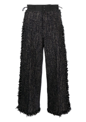 sacai cropped-leg tweed trousers - Black
