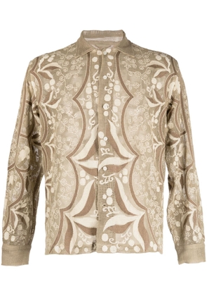 BODE embroidered lace shirt - Neutrals