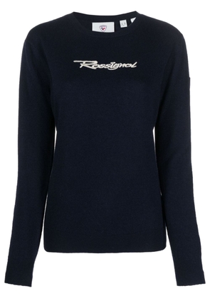 Rossignol logo-embroidered crew-neck jumper - Blue
