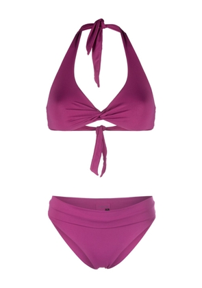 Fisico ruched tie-fastening bikini set - Purple