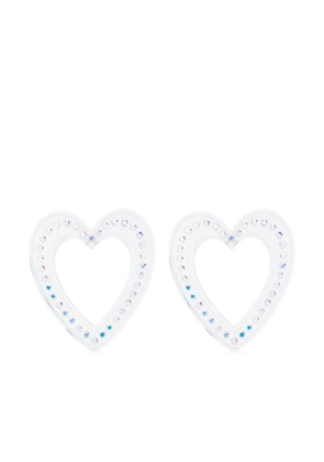 SafSafu Big Heart crystal-embellished earrings - Neutrals