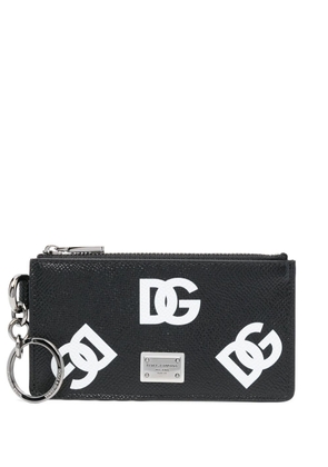 Dolce & Gabbana logo-print leather cardholder - Black
