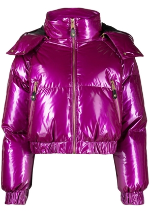 Versace Jeans Couture glossy-finish hooded puffer jacket - Purple