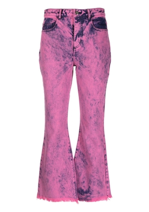 Marques'Almeida bleached-effect flared cropped jeans - Pink