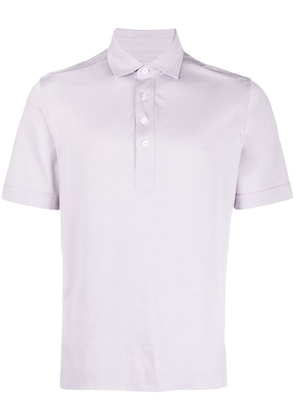 Zegna short-sleeved cotton-silk blend polo shirt - Purple