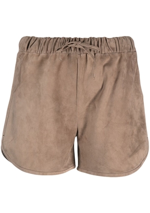 Salvatore Santoro drawstring-waist leather shorts - Neutrals