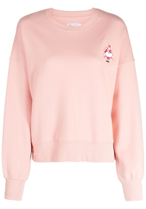 izzue logo-patch ribbed-hem sweatshirt - Pink