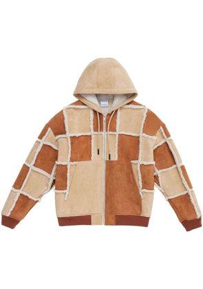 Marcelo Burlon County of Milan patchwork shearling jacket - Brown