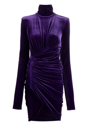 Alexandre Vauthier draped high-neck velvet minidress - Purple