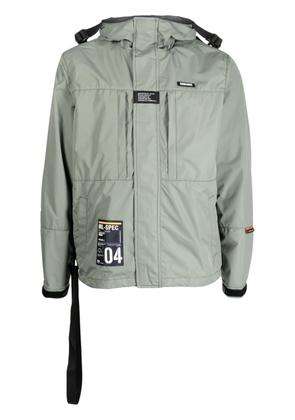 izzue patch-details padded hooded jacket - Green