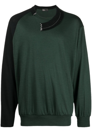 Kolor asymmetric wool long-sleeve T-shirt - Green