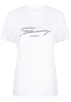 Genny rhinestone-embellished logo-print T-shirt - White