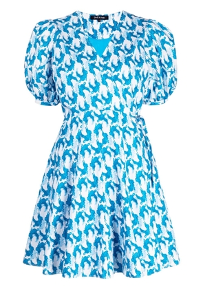 tout a coup printed V-neck cotton dress - Blue