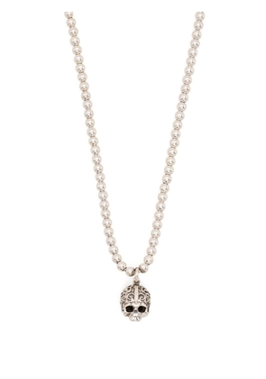 Emanuele Bicocchi skull pendant beaded necklace - Silver