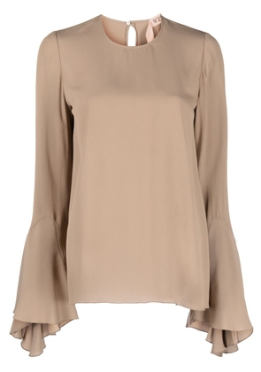 Nº21 flared-cuffs long-sleeved blouse - Brown