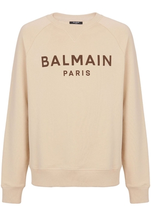 Balmain logo-print cotton sweatshirt - Neutrals