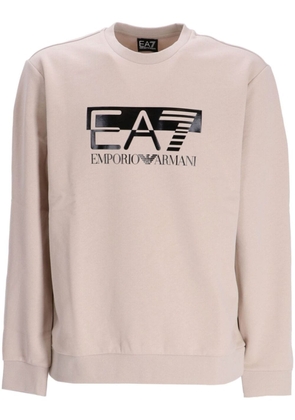 Ea7 Emporio Armani Visibility crew-neck cotton sweatshirt - Neutrals