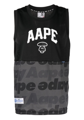 AAPE BY *A BATHING APE® logo-patch perforated tank top - Black
