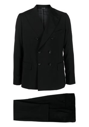 ERALDO peak-lapel wool double-breasted suit - Black