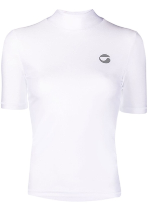 Coperni logo-print mock neck T-shirt - White