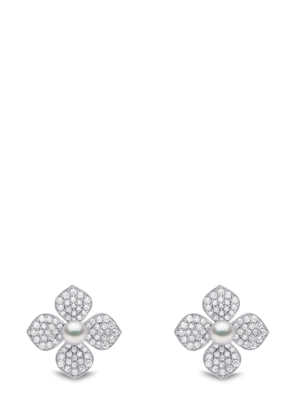 Yoko London 18kt white gold Petal pearl and diamond earrings - Silver