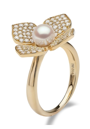 Yoko London 18kt yellow gold Petal pearl ring