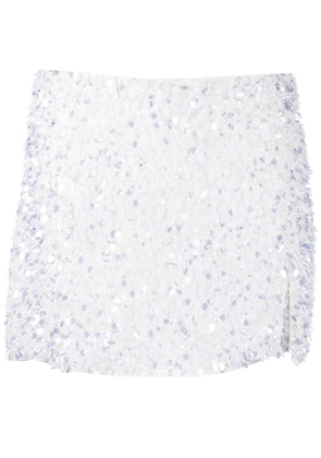 Leslie Amon sequin-embellished mid-rise miniskirt - White