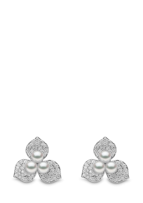 Yoko London 18kt white gold Petal pearl and diamond earrings - Silver