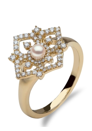 Yoko London 18kt yellow gold pearl and diamond ring