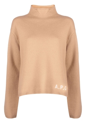 A.P.C. logo-print virgin-wool jumper - Neutrals