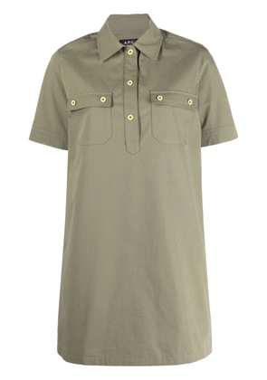 A.P.C. short-sleeve cotton shift dress - Green