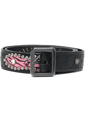 Htc Los Angeles crystal-embellished leather belt - Black