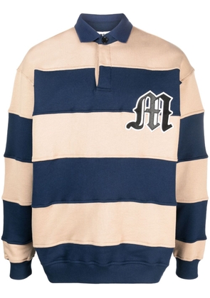 MSGM logo-patch striped polo sweatshirt - Neutrals